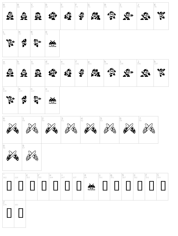 MegaMan font map
